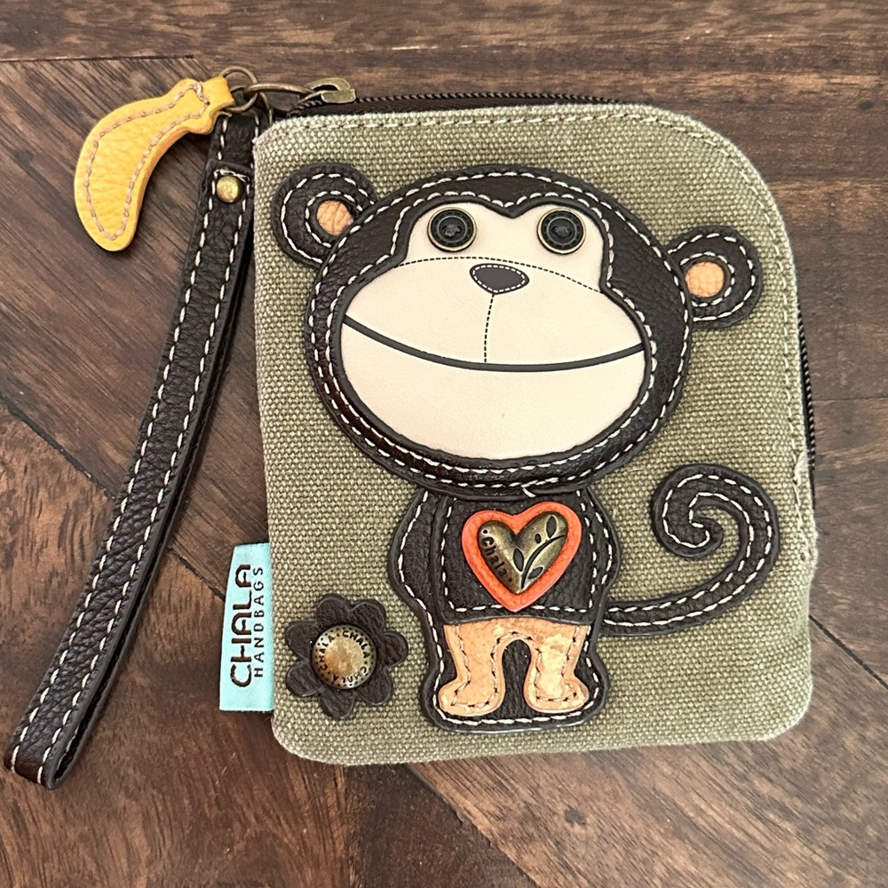 Chala Wrislet Canvas Monkey Wallet Like New